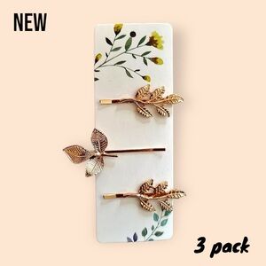 New Hair clip Set of 3 Branch Hair pins Rose Gold